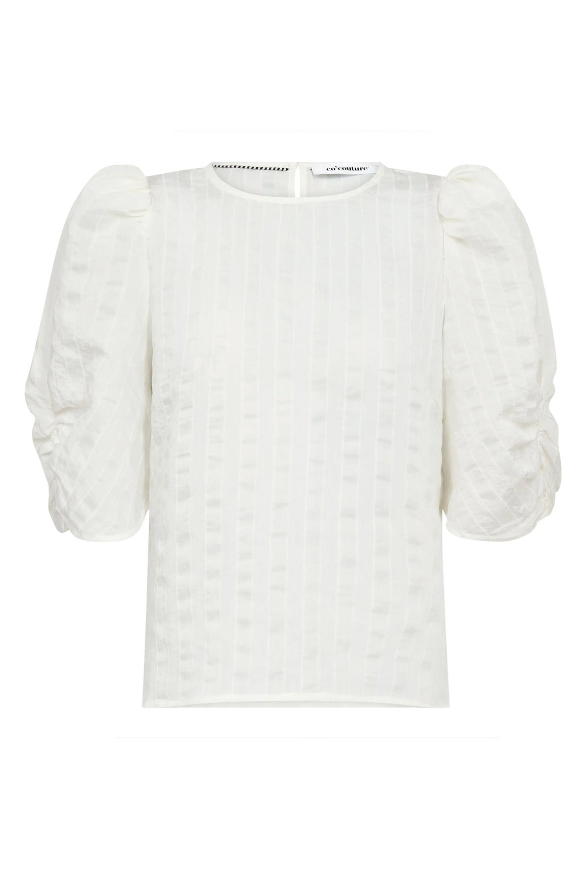 SailaCC Stripe Puff SS Blouse 10001-White - 500091