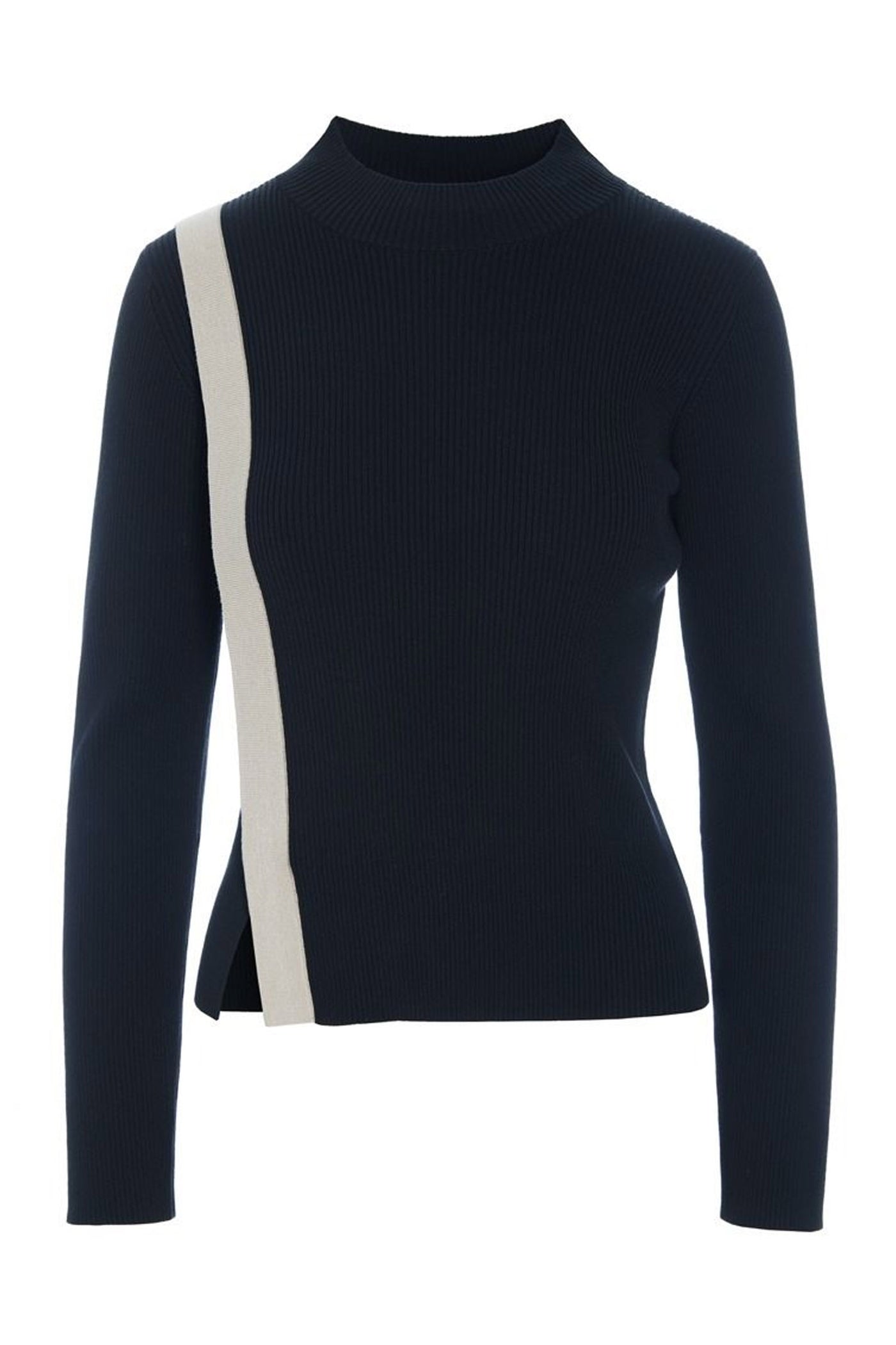 Saku bluse med slids BLACK/IVORY TWIST - 259-1073-5521
