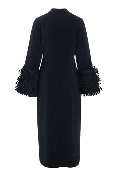 Sakura stretch kjole med flæse Black - 259-2454-5493 Thumbnail