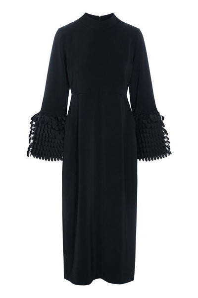 Sakura stretch kjole med flæse Black - 259-2454-5493 Thumbnail