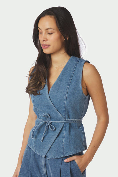 Samara Denim Waistcoat Blue - 168983 Thumbnail