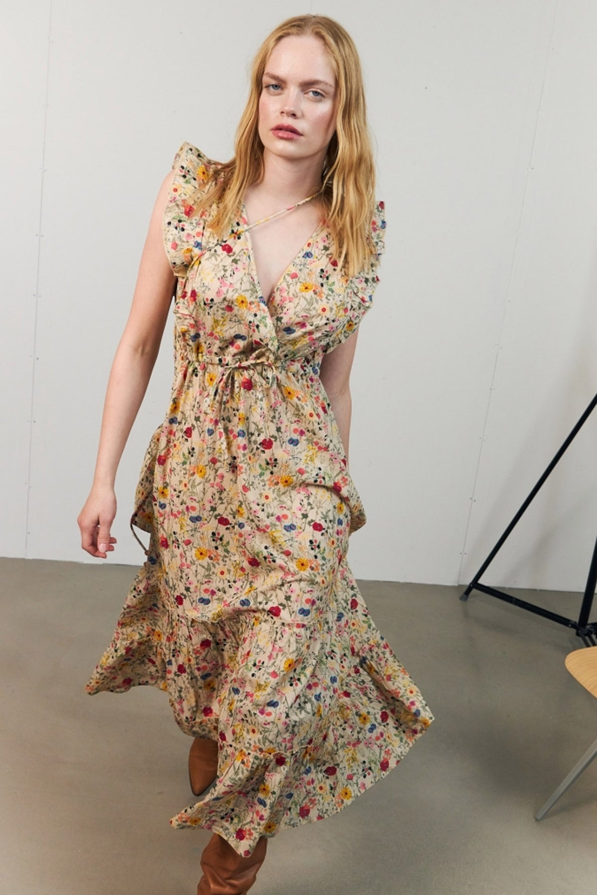 Samoll Midi Dress Sl Flower Print - 26241-3006