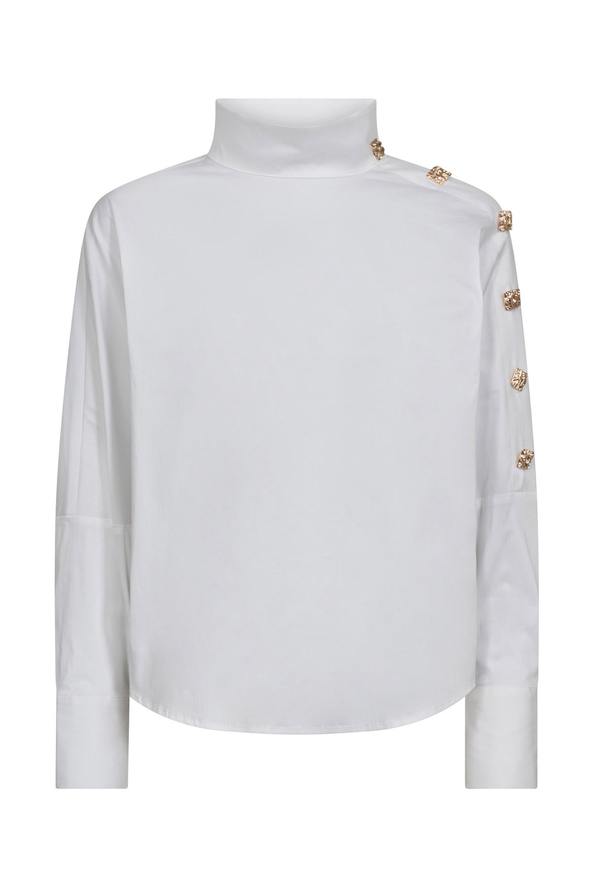 SannaCC Asym Button Blouse 4000-White - 35946