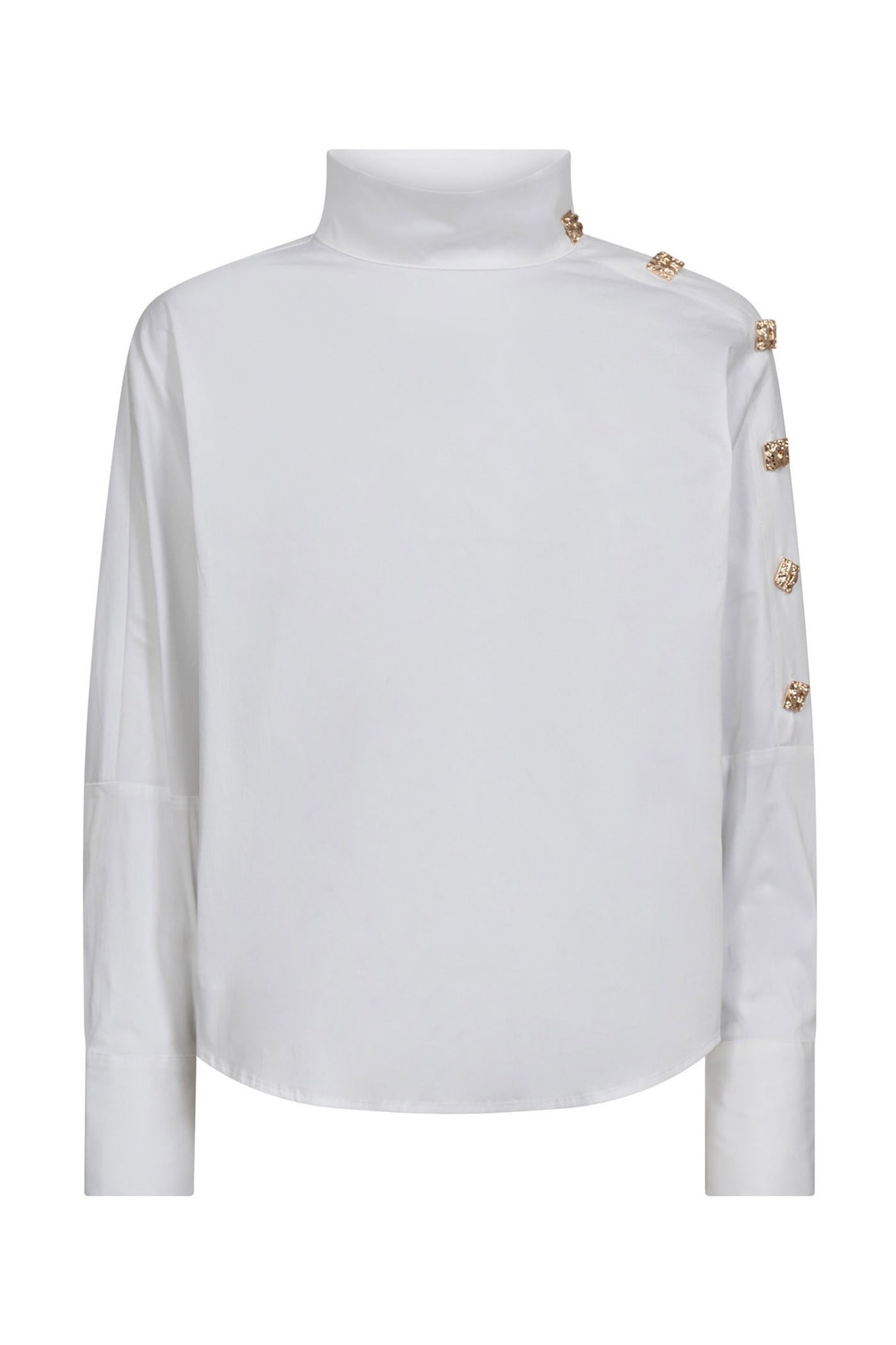 SannaCC Asym Button Blouse 4000-White - 35946