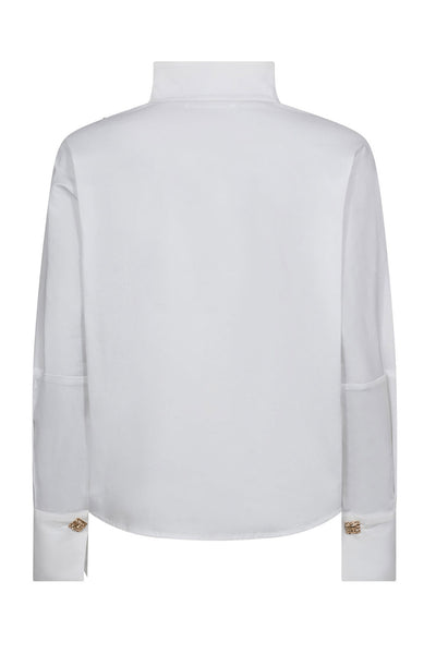 SannaCC Asym Button Blouse 4000-White - 35946 Thumbnail