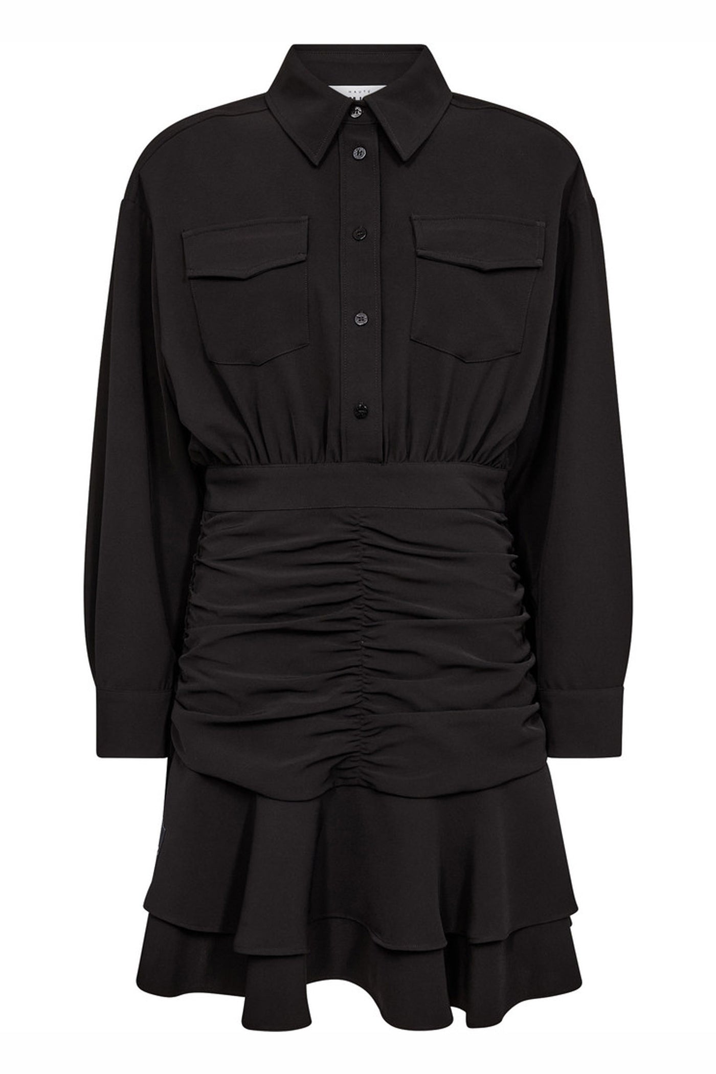 Satari Gather Shirt Dress Black - HL10501