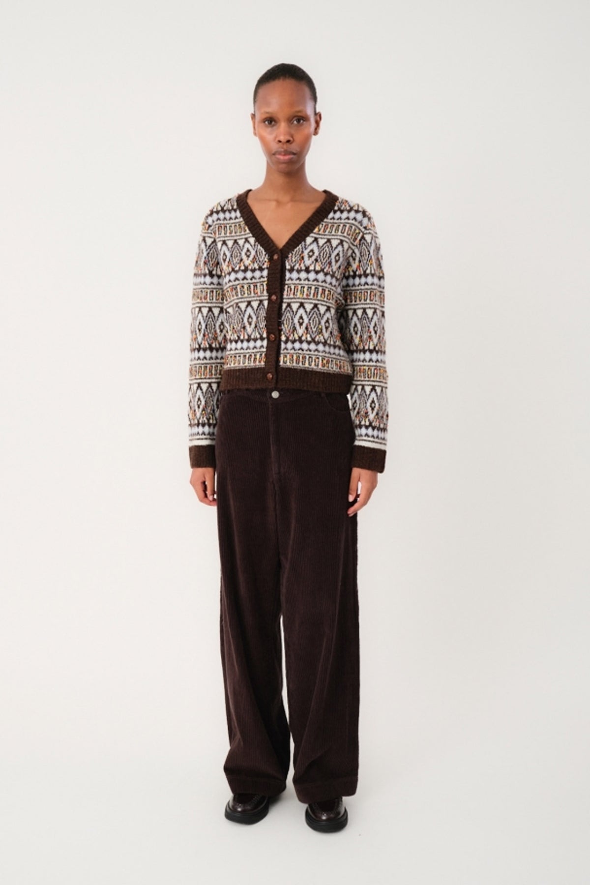 SaxoLL Knit Cardigan LS 87 Dark Mokka - 25407-5005
