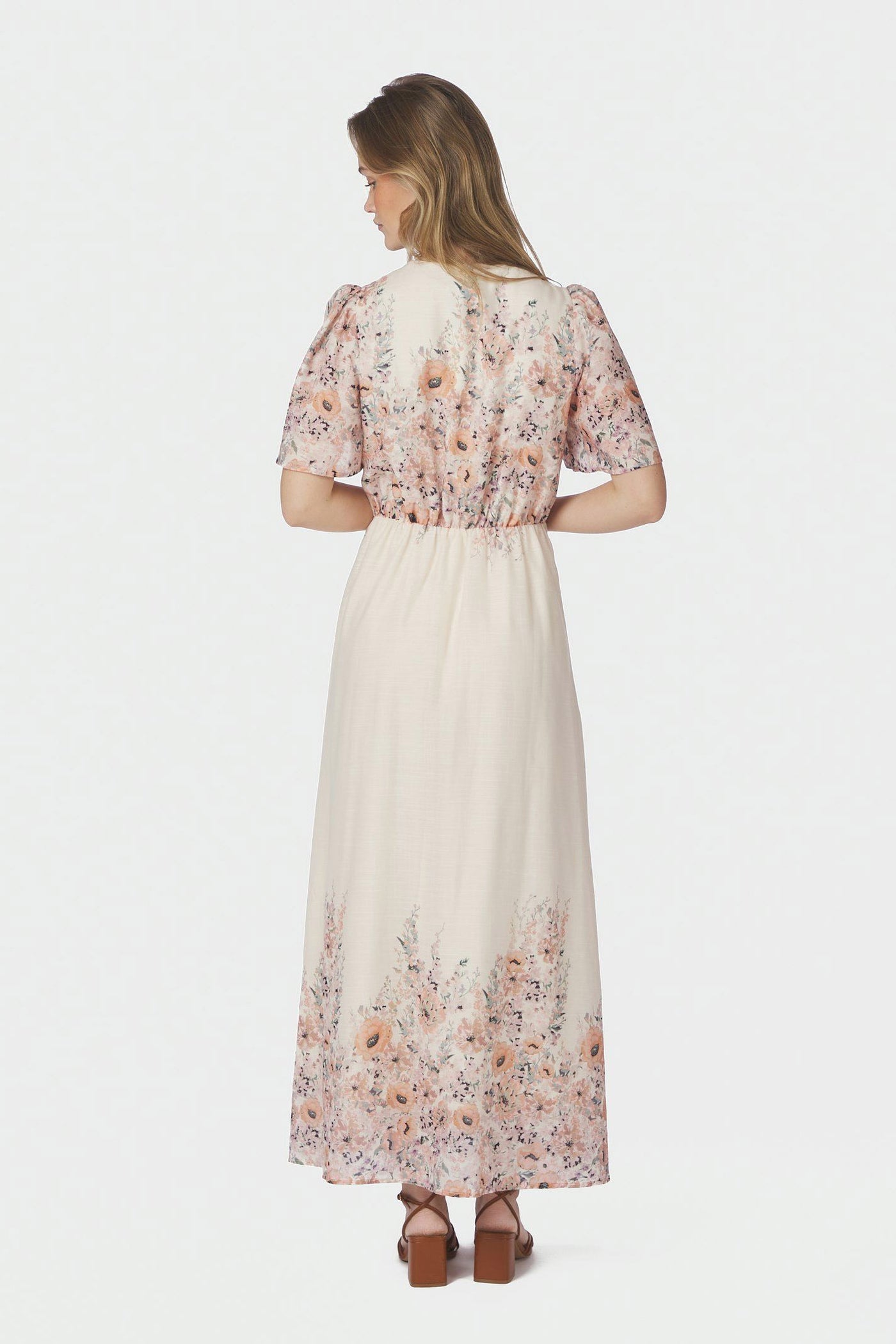 Serna Flower Print Dress Burned Powder - 166177