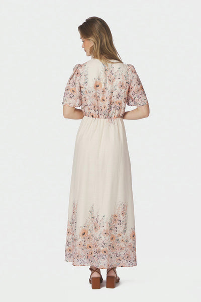 Serna Flower Print Dress Burned Powder - 166177 Thumbnail