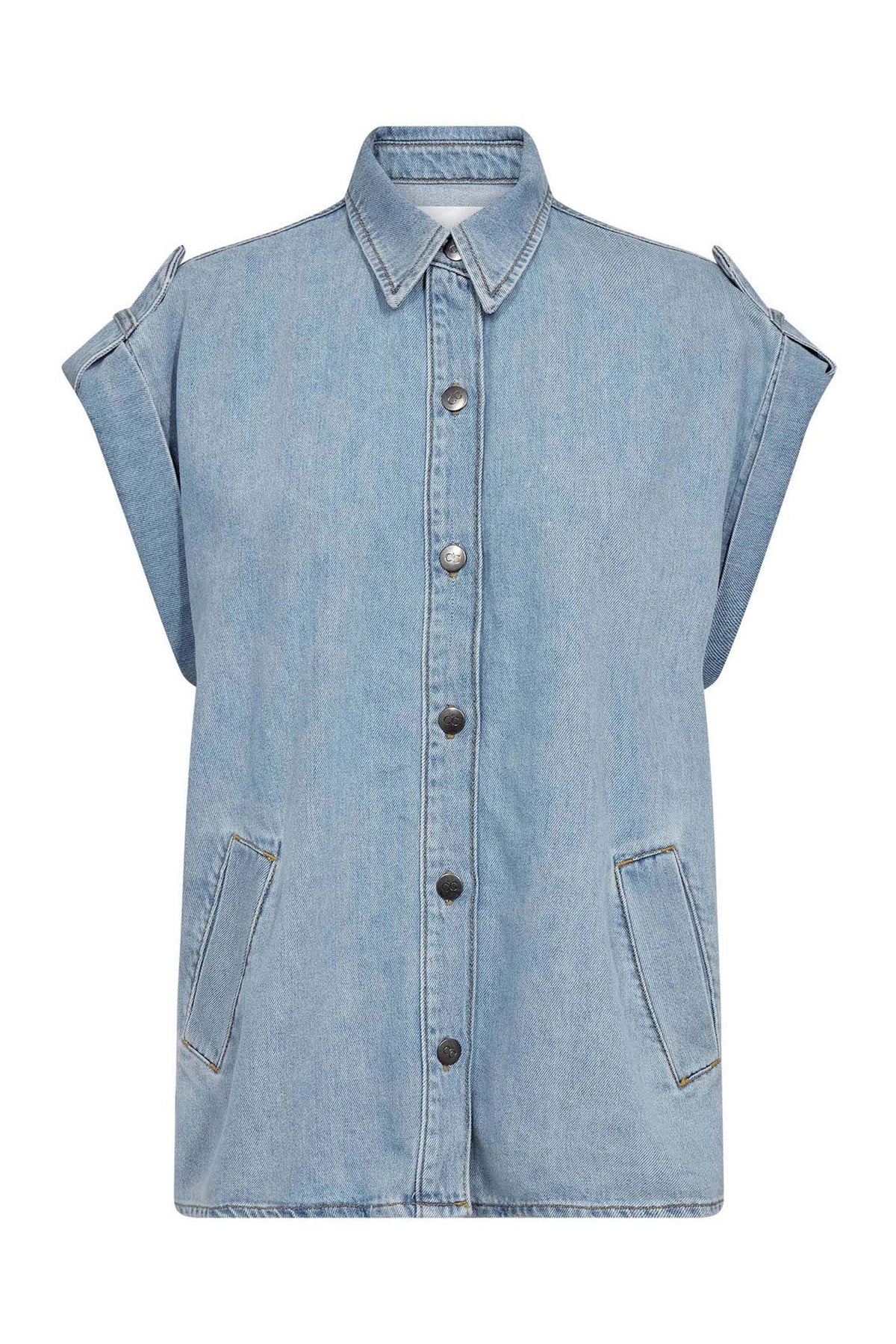 SharonCC Denim Vest 114-Fade Denim - 40049