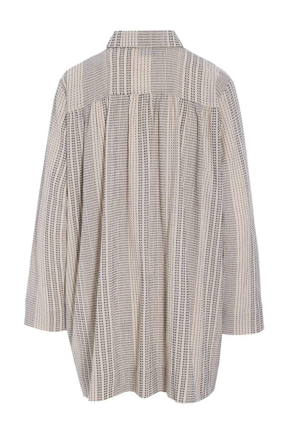 Shiko lang skjorte IVORY/BLACK STITCH - 261-2464-5616