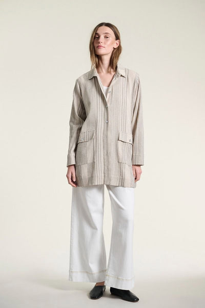 Shiko lang skjorte IVORY/BLACK STITCH - 261-2464-5616 Thumbnail