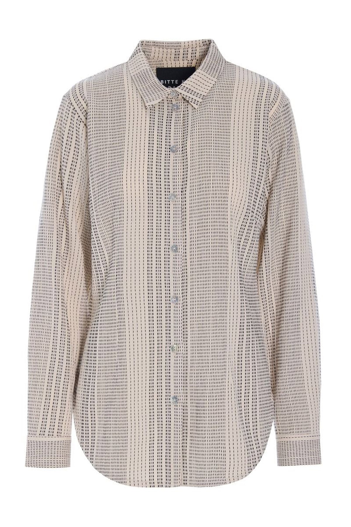 Shiko smal skjorte IVORY/BLACK STITCH - 261-2464-5615
