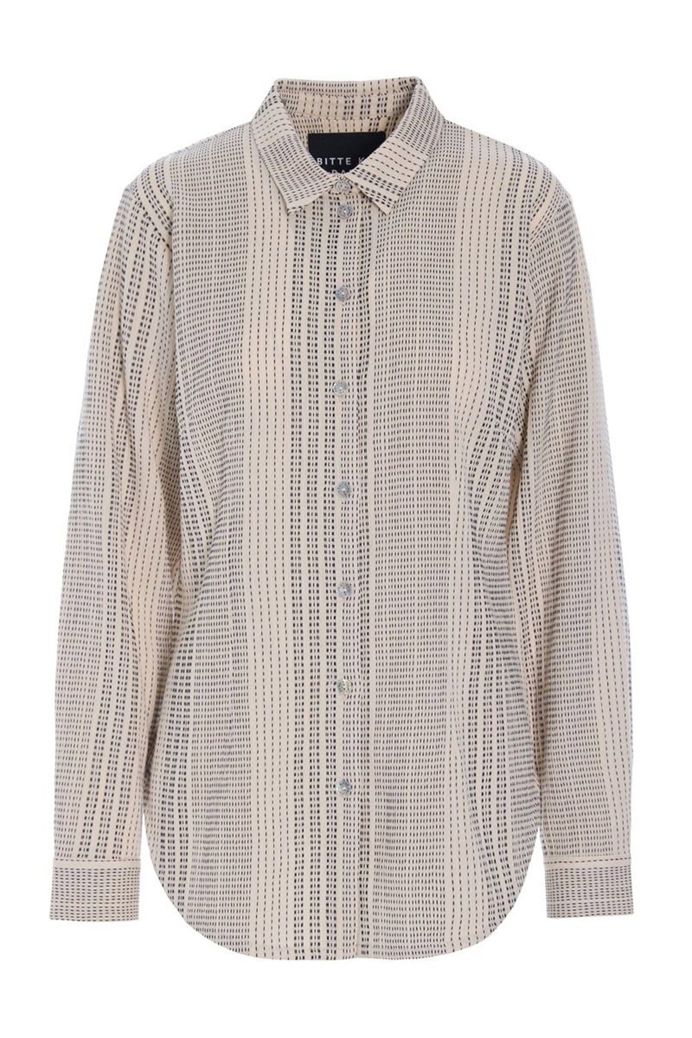 Shiko smal skjorte IVORY/BLACK STITCH - 261-2464-5615