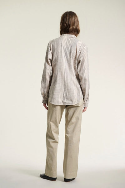 Shiko smal skjorte IVORY/BLACK STITCH - 261-2464-5615 Thumbnail