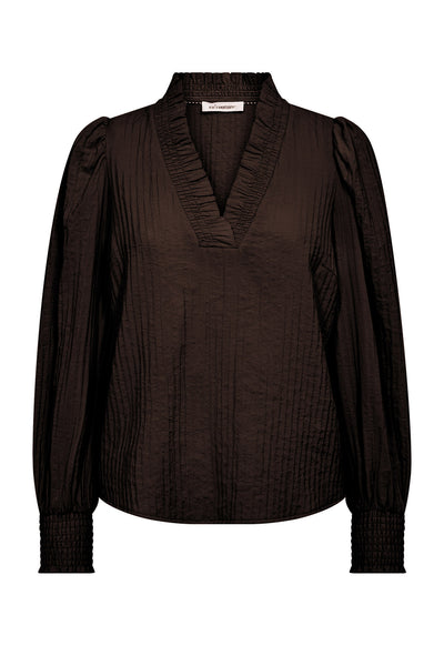 ShinaCC V-Blouse 145-Dark Brown - 35922 Thumbnail