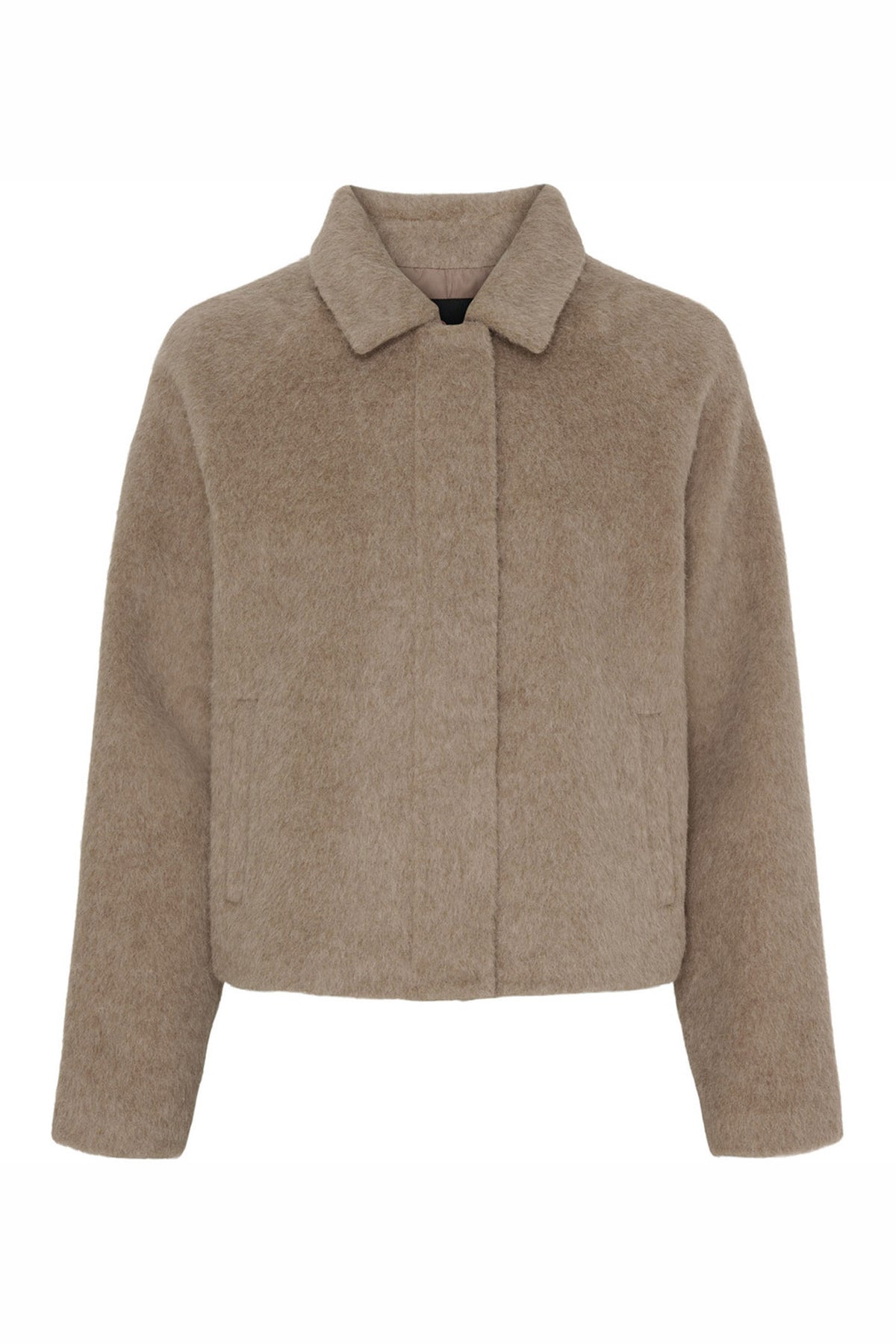 Short Alpaca Coat Oatmeal Melange - 400033