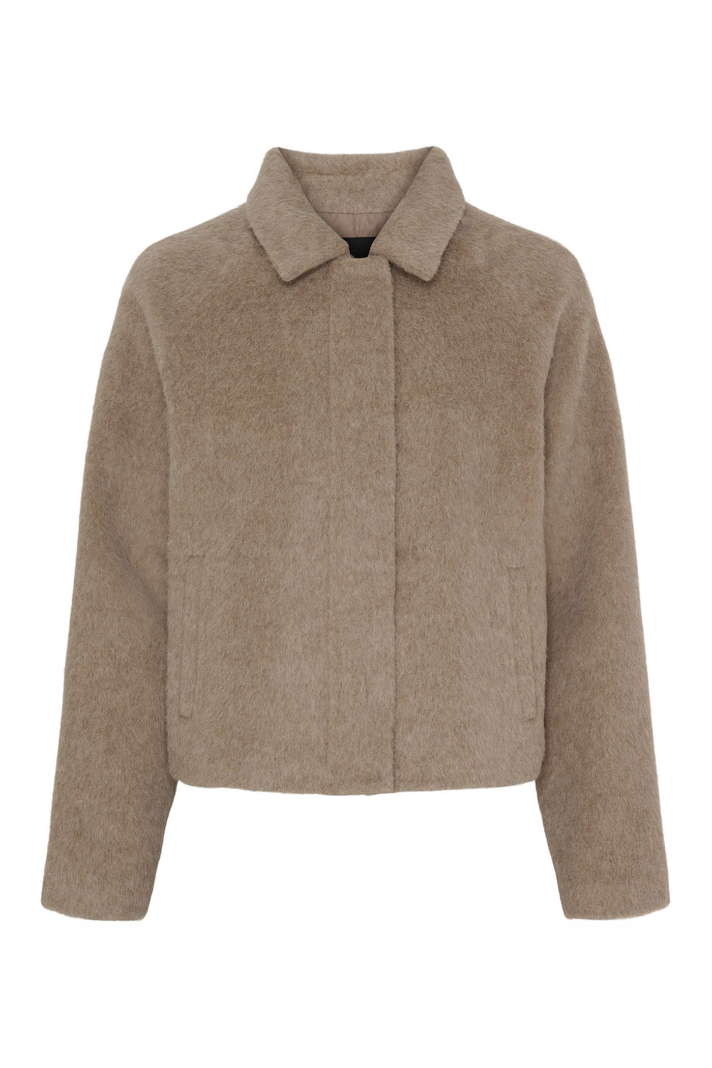 Short Alpaca Coat Oatmeal Melange - 400033