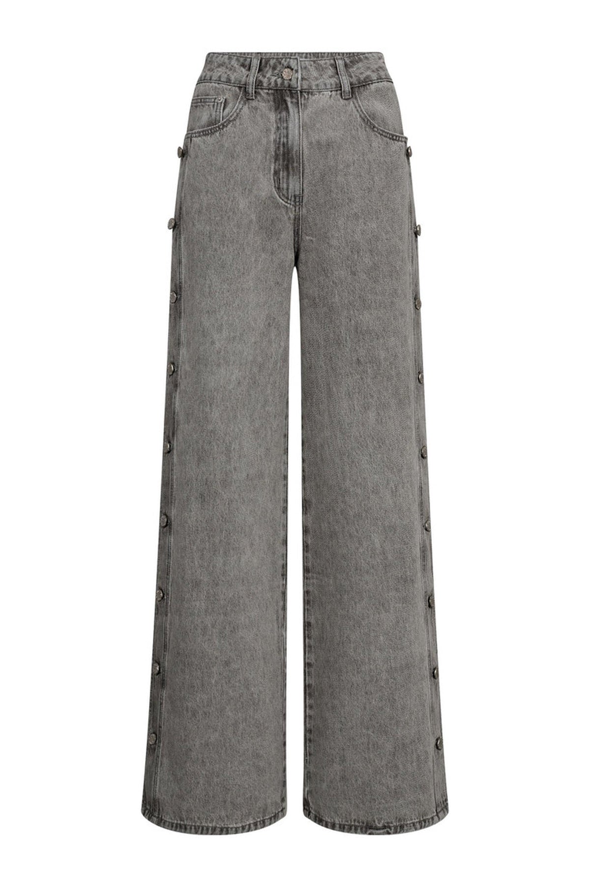 Side Panel Button Jeans Light grey - HL10328