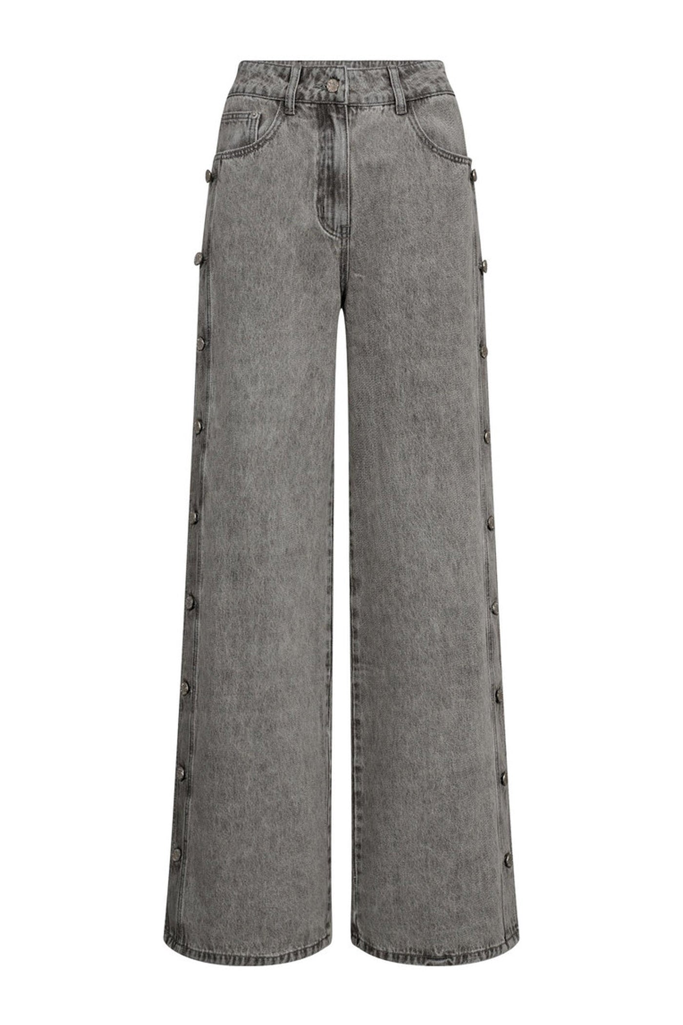 Side Panel Button Jeans Light grey - HL10328