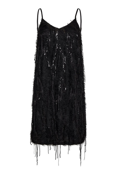 SillaCC Sequin Strap Dress 96-Black - 36575 Thumbnail