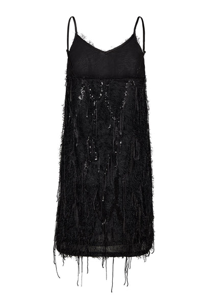 SillaCC Sequin Strap Dress 96-Black - 36575 Thumbnail