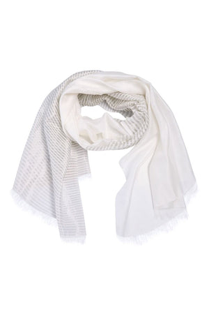 Silver stripe tørklæde LILY WHITE/SILVER STRIPE - 261-5124-5752