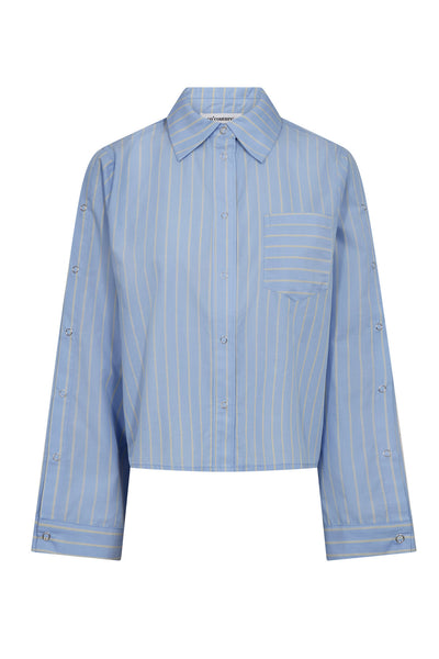 SimoCC Stripe Button Shirt 23-Pale Blue - 45051 Thumbnail