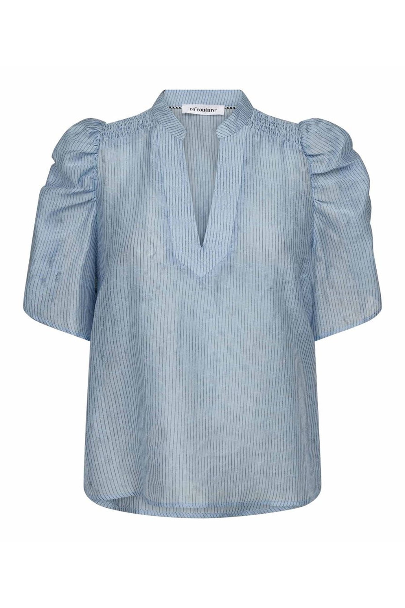SisuCC SS V-Blouse 23-Pale Blue - 45194