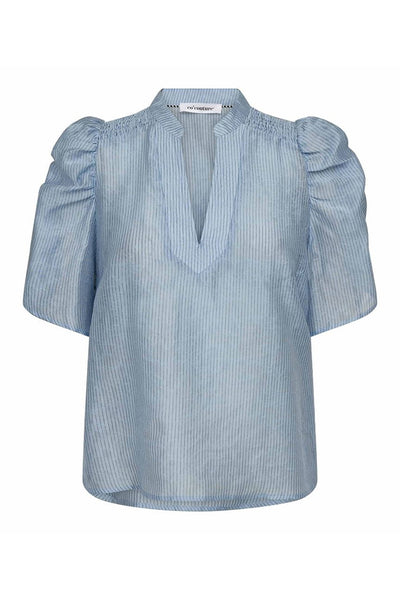 SisuCC SS V-Blouse 23-Pale Blue - 45194 Thumbnail