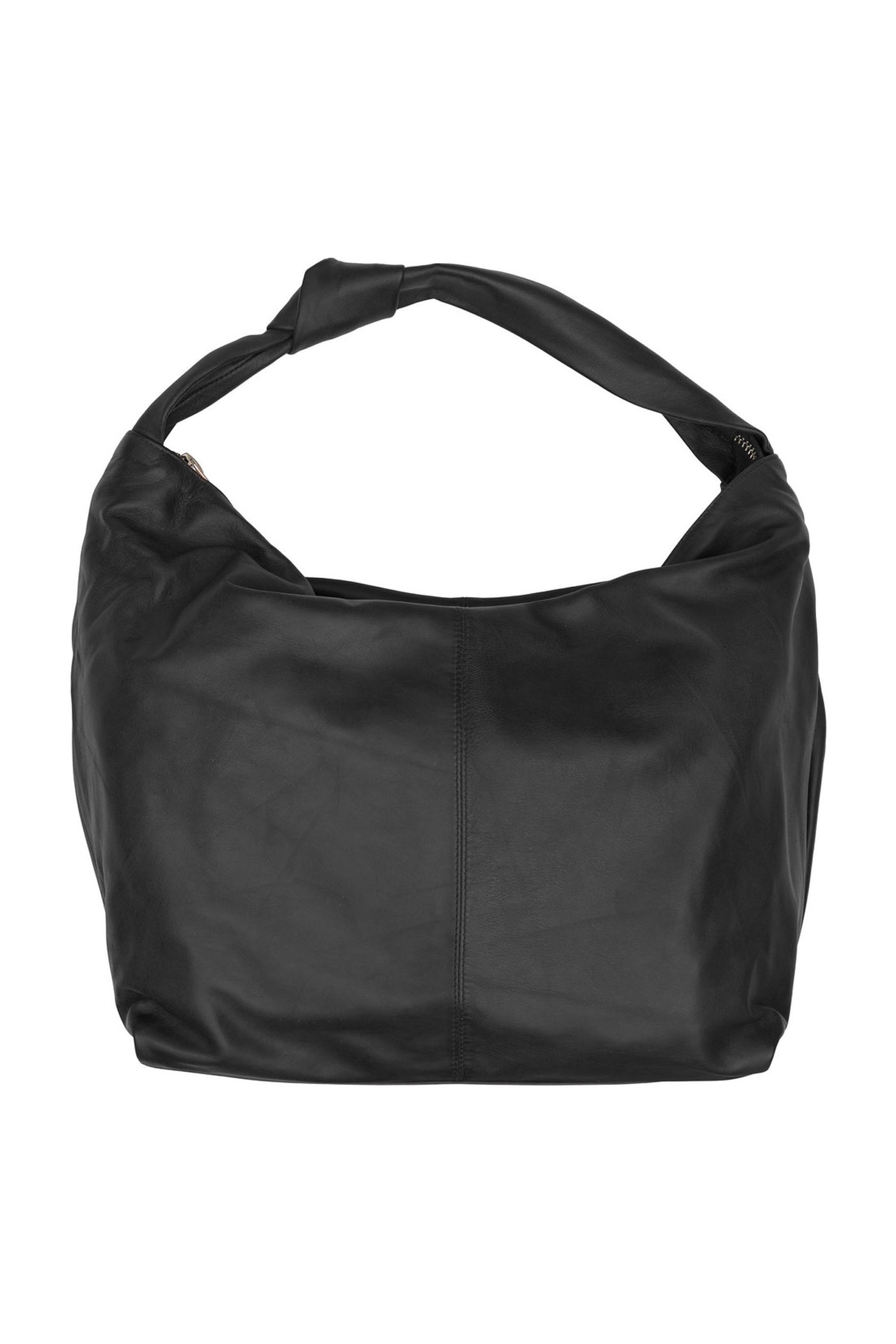 Soft Bucket Bag with Zipper Black w. Gold acc. - 100109