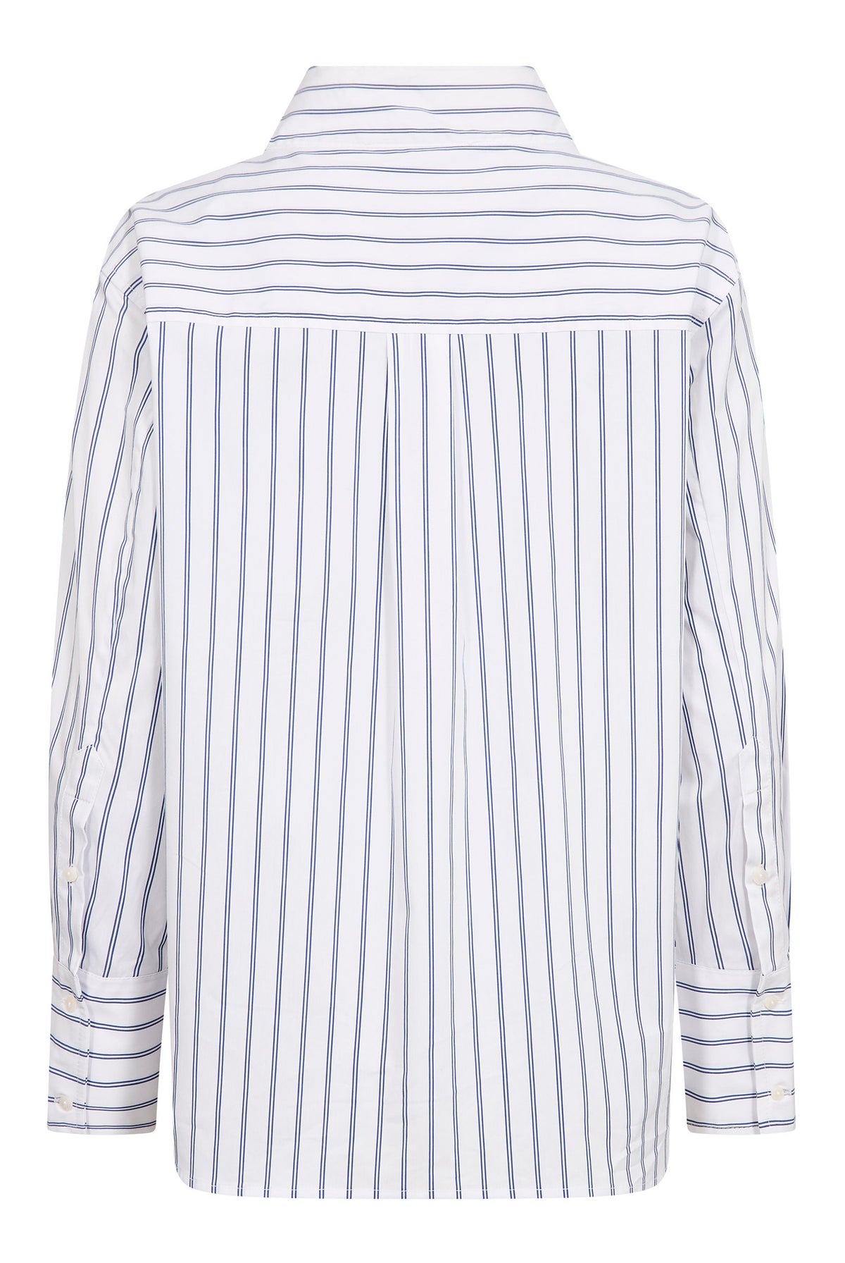 SomoCC Stripe Funnel Neck Shir 10001-White - 500372