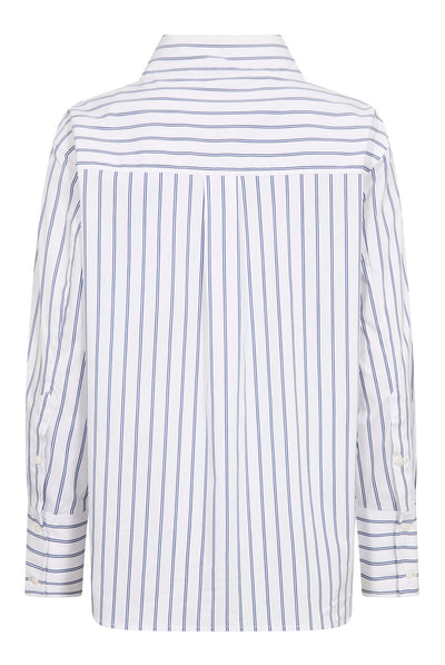 SomoCC Stripe Funnel Neck Shir 10001-White - 500372 Thumbnail