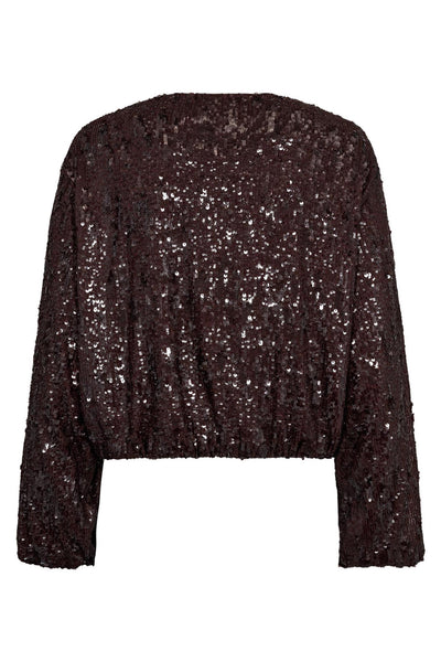 SophieCC Sequin Balloon Jacket 145-Dark Brown - 30371 Thumbnail