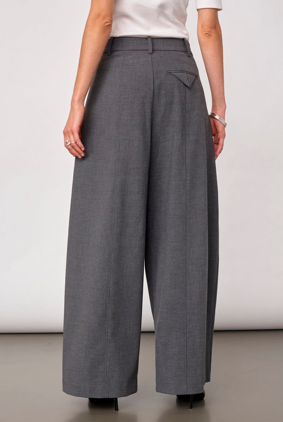 Priscillacc Pleat Barrel Pant Mid Grey - 500824
