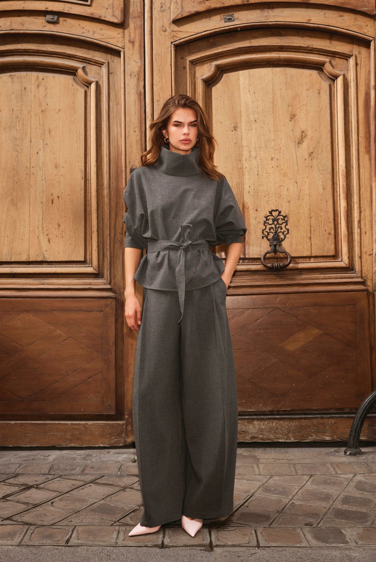 Priscillacc Pleat Barrel Pant Mid Grey - 500824
