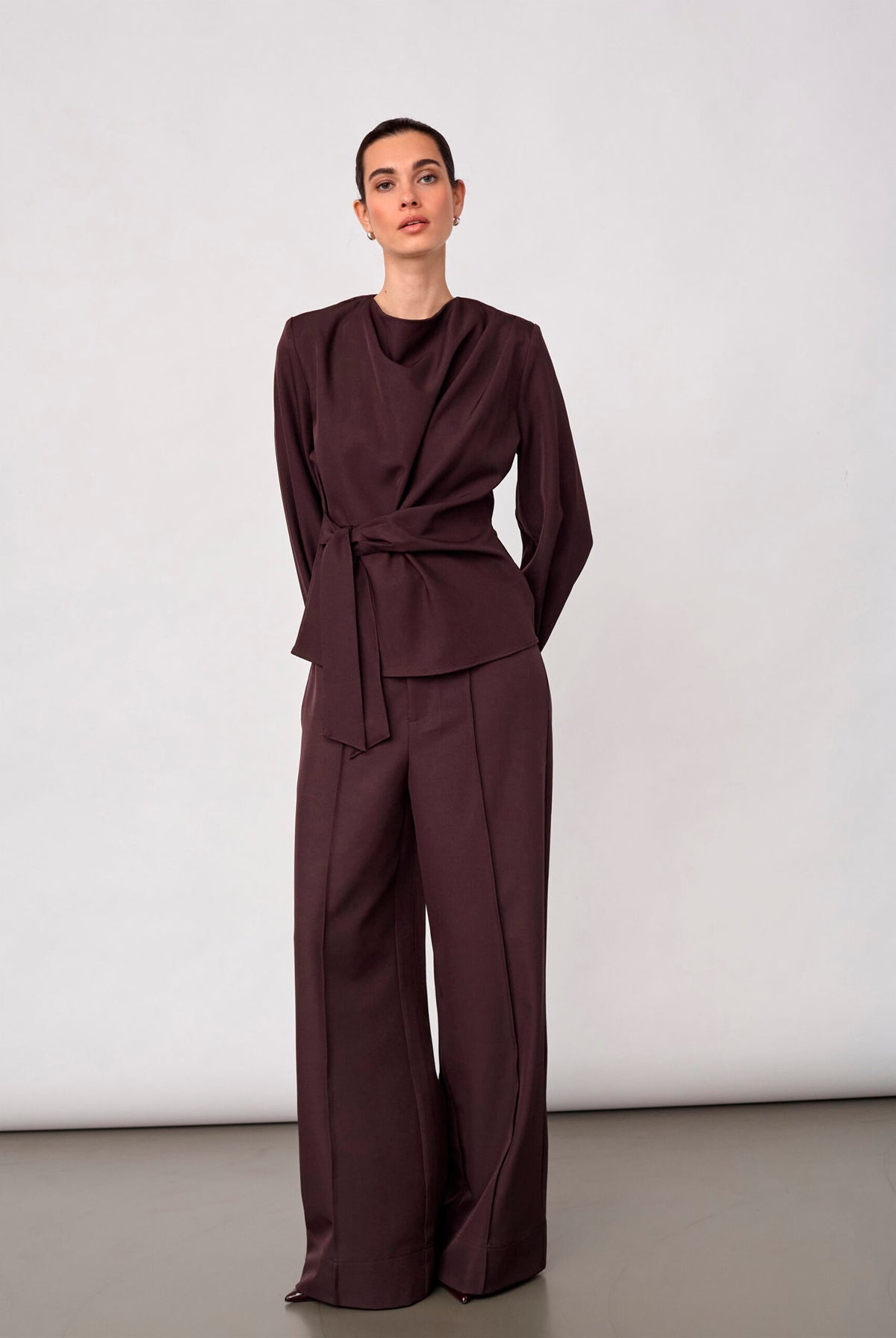 LunaCC Tie Blouse 20016-Bison - 500386