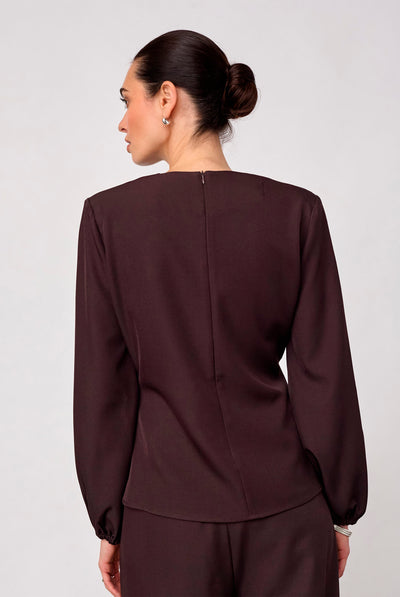 LunaCC Tie Blouse 20016-Bison - 500386 Thumbnail