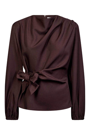 LunaCC Tie Blouse 20016-Bison - 500386