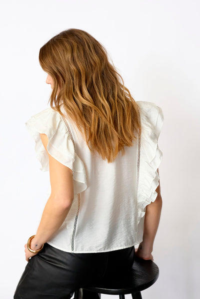 CallumCC Lace Frill V-Top 4000-White - 45172 Thumbnail