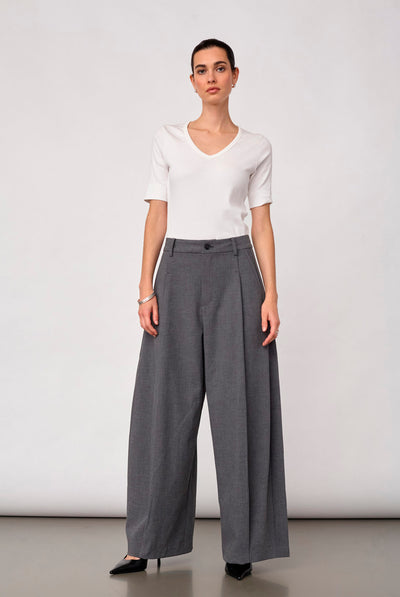 PriscillaCC Pleat Barrel Pant 65003-Mid Grey - 500824 Thumbnail