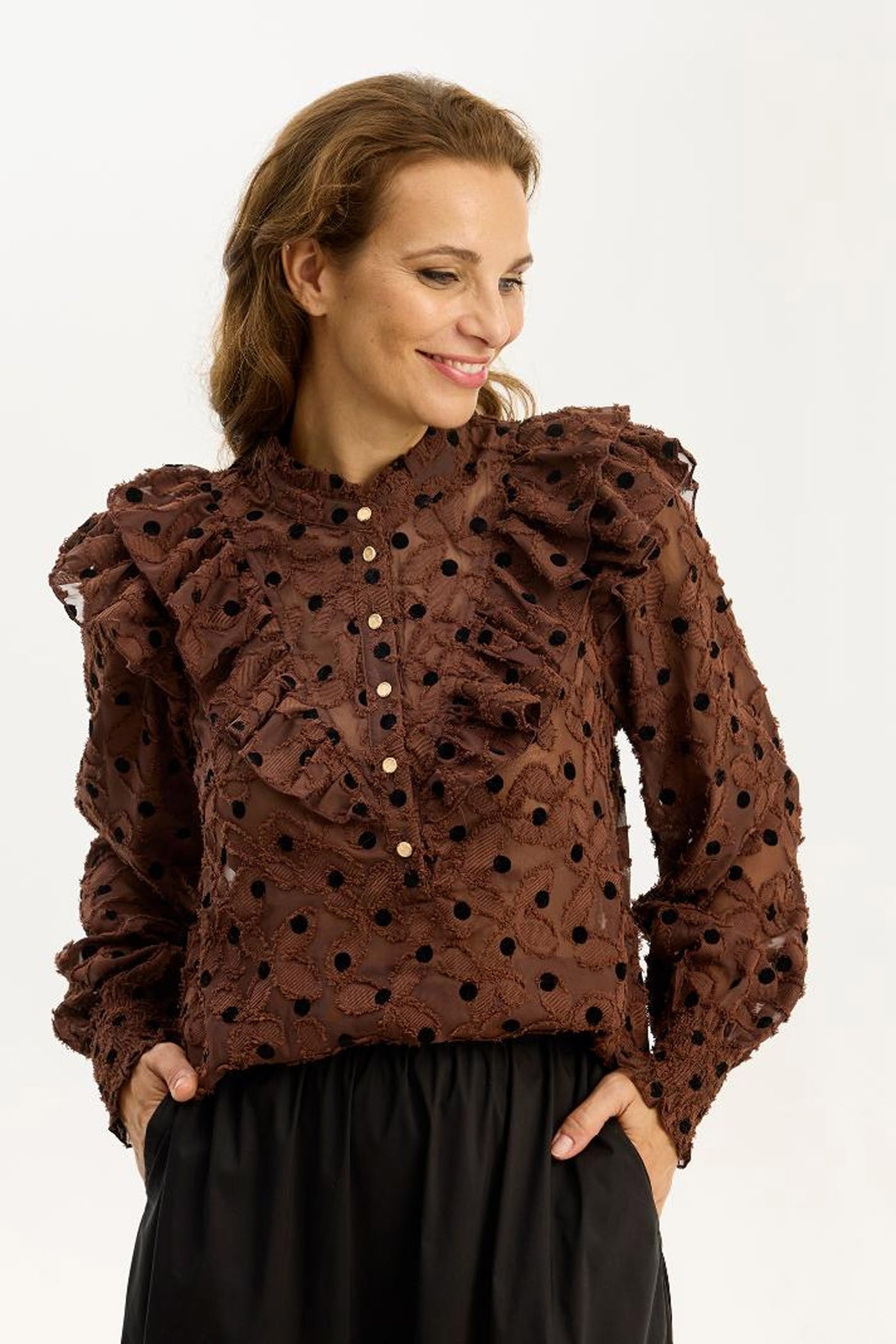 Stefana blouse without sliptop Brown - 16892