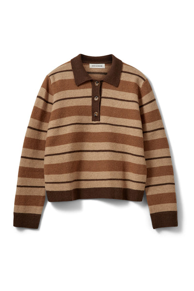 Stormasw Striped Knit Polo Brown Melange - S263170 Thumbnail