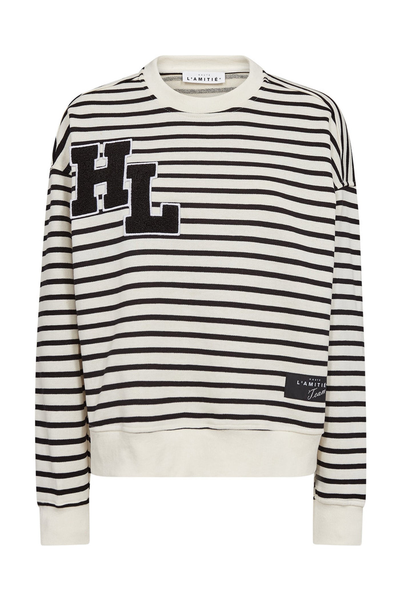 Stripe Application Sweat Offwhite Black - HL10455