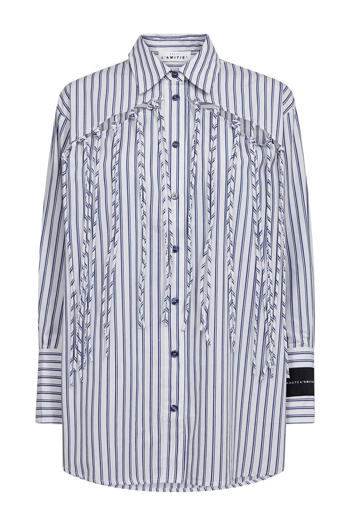 Striped Fringe Shirt Blue/White Stripe - HL10522