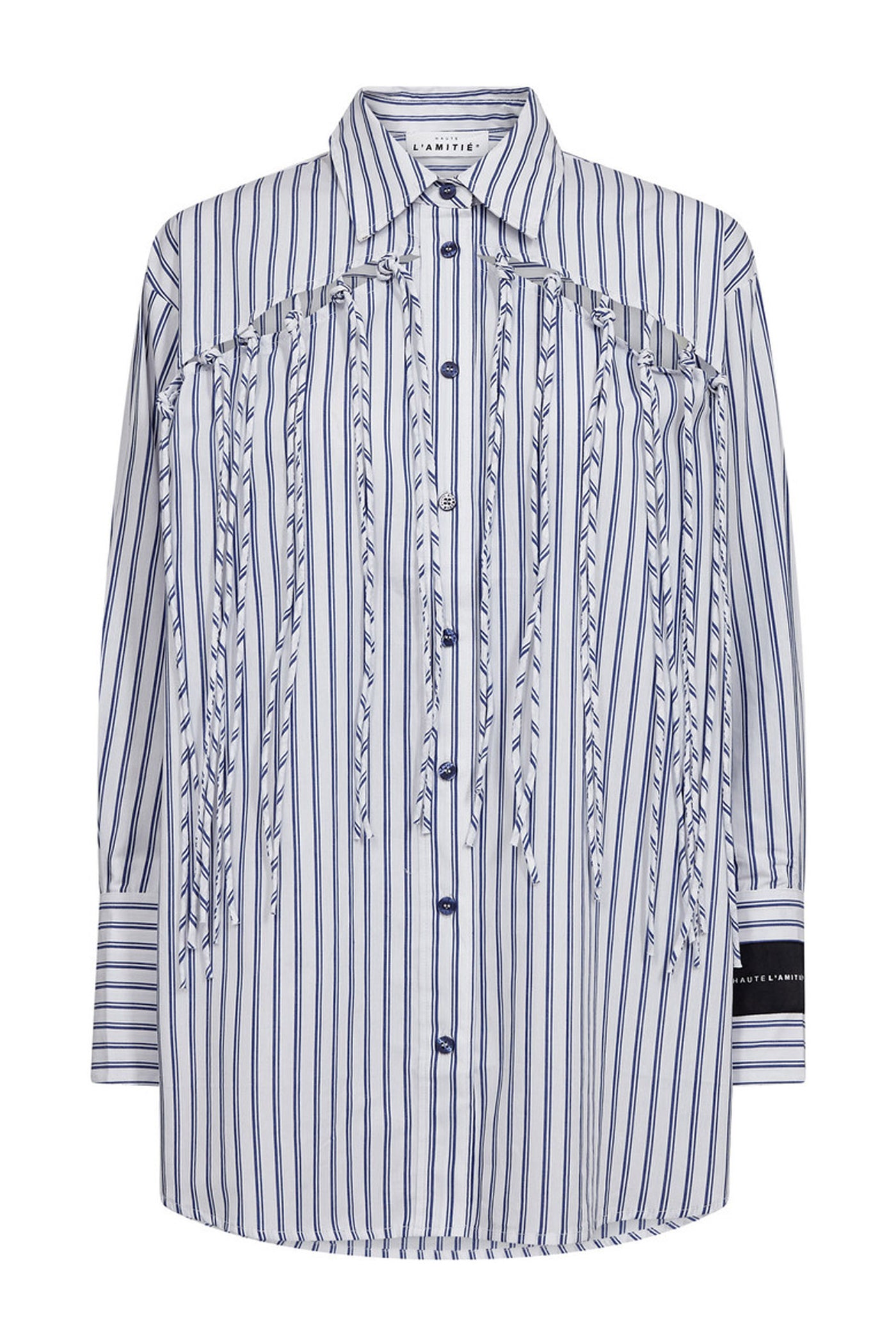 Striped Fringe Shirt Blue/White Stripe - HL10522