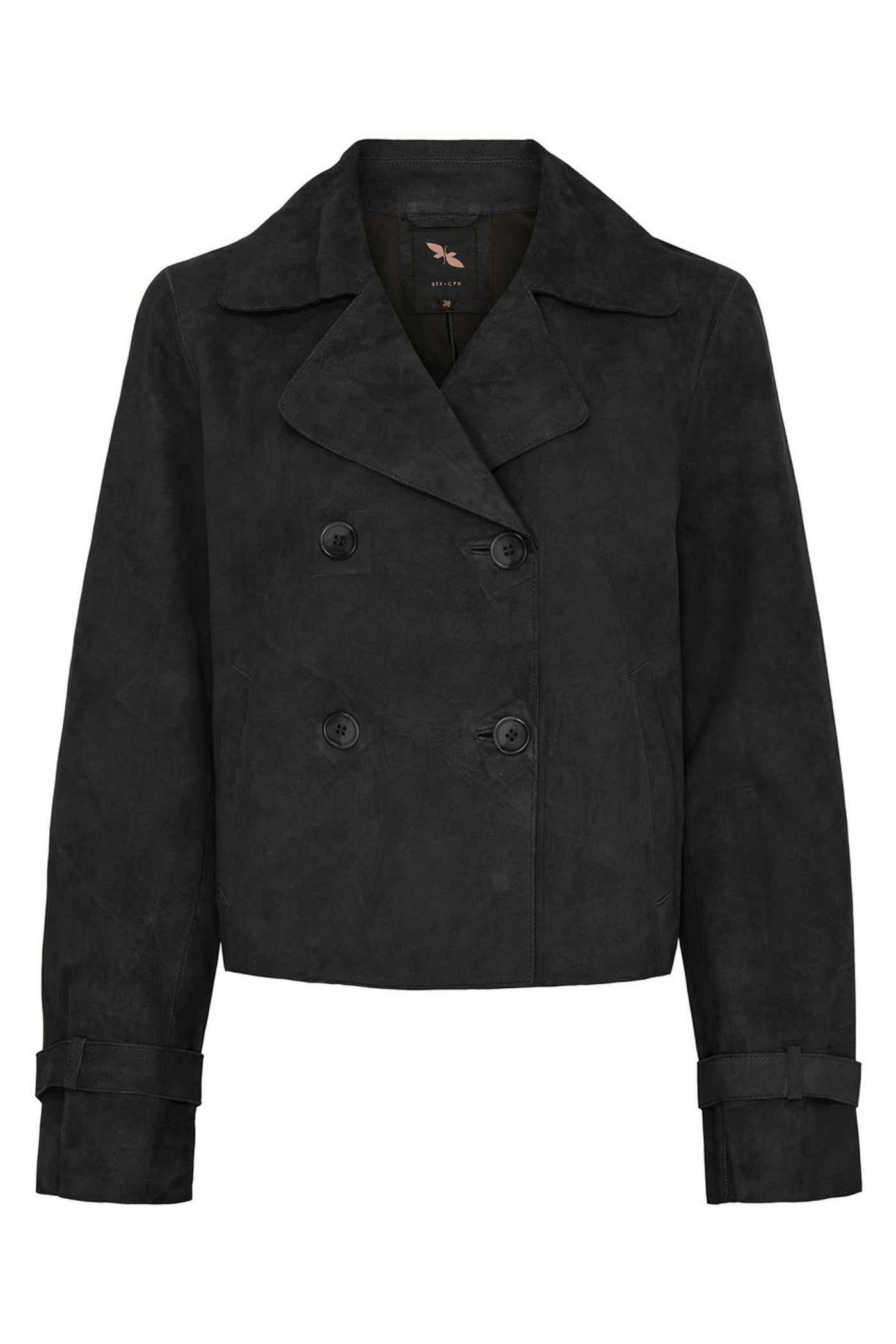 Suede Short Trenchcoat Black - 100298
