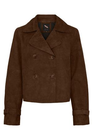 Suede Short Trenchcoat Chocolate Brown - 100298