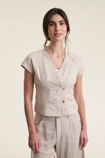 Sukosu kortærmet  bluse IVORY - 263-2474-5774 Thumbnail