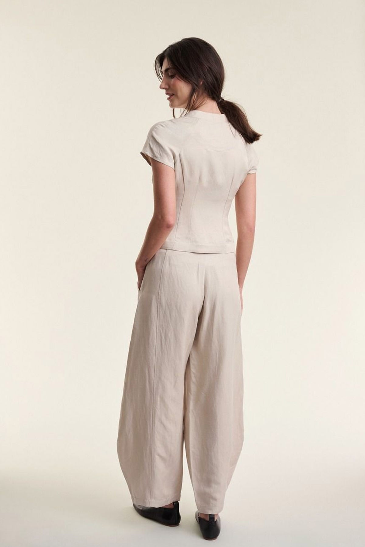 Sukosu kortærmet  bluse IVORY - 263-2474-5774